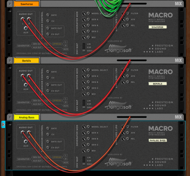 Parte trasera del sintetizador Macro